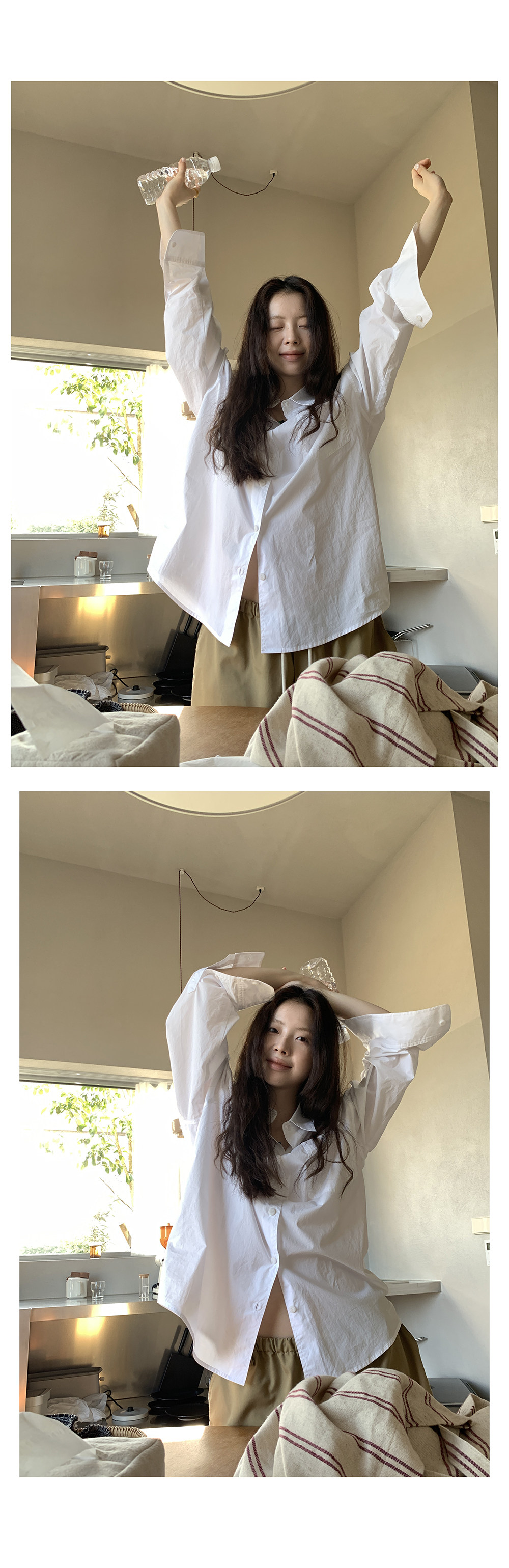 HelloooEat хлопковая белая рубашка / лиоцелловые брюки карго / футболка с принтом