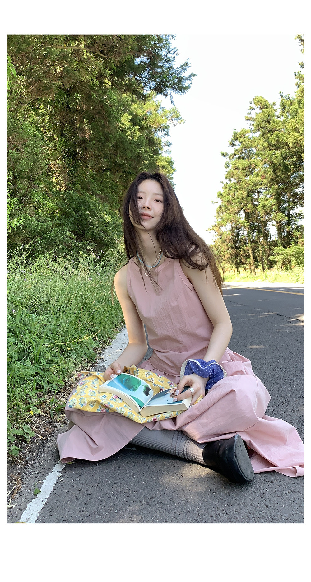 Hellooo Eat весенне-летнее новое платье без рукавов с круглым вырезом корейского стиля приталенное стройнящее сарафан средней длины