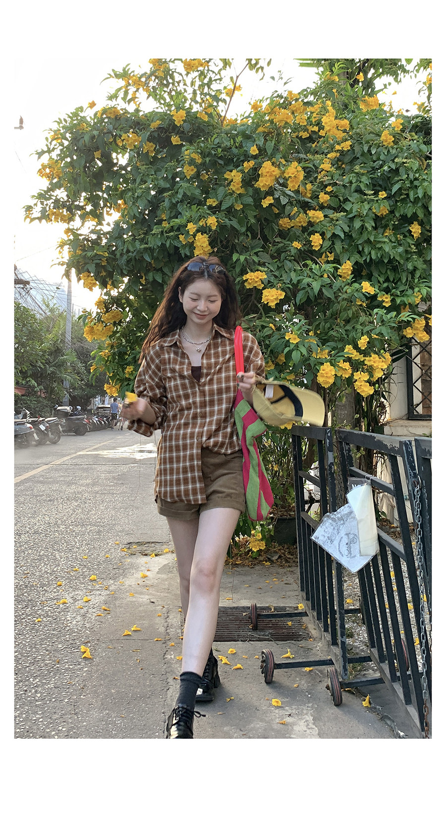 HelloooEat ретро универсальная рубашка в желтую клетку ранняя весна корейский стиль свободная повседневная стройнящая куртка на пуговицах