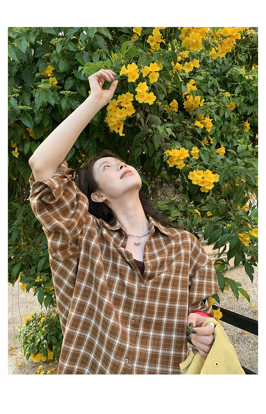 HelloooEat ретро универсальная рубашка в желтую клетку ранняя весна корейский стиль свободная повседневная стройнящая куртка на пуговицах