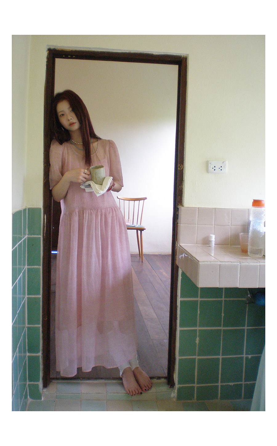 HelloooEat Красивое освежающее двухкомпонентное платье из шифона с пышными рукавами в корейском стиле свободного кроя для отдыха