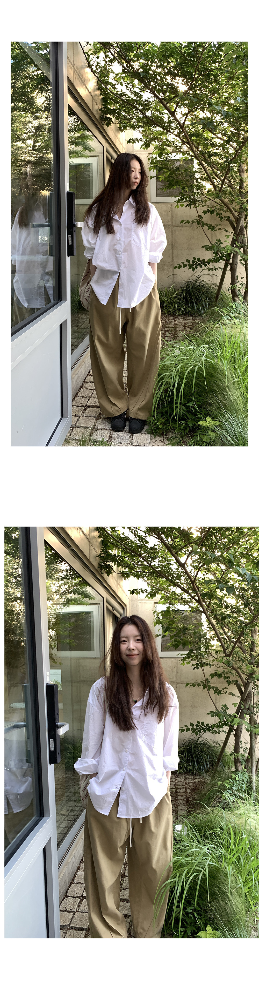 HelloooEat хлопковая белая рубашка / лиоцелловые брюки карго / футболка с принтом