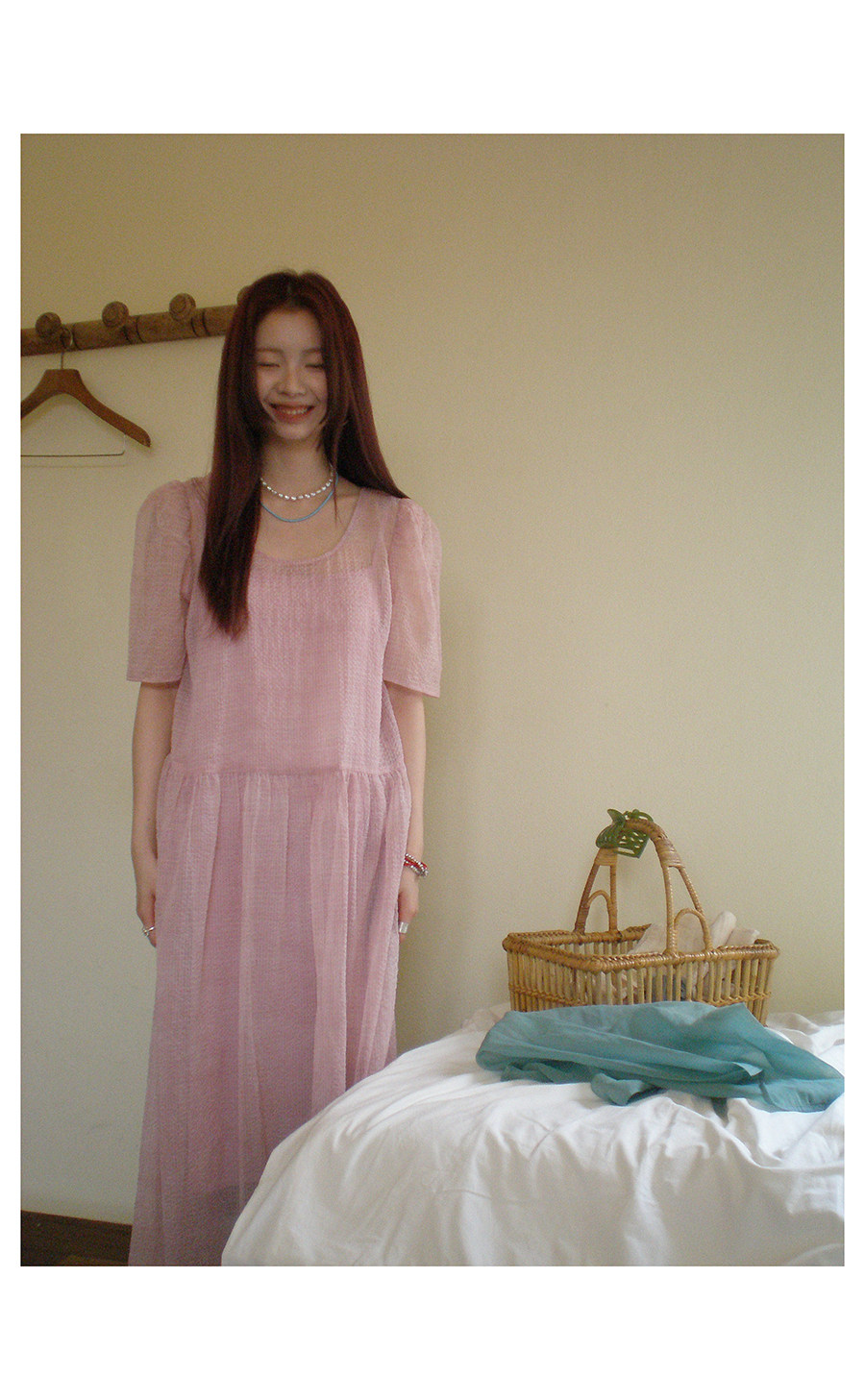 HelloooEat Красивое освежающее двухкомпонентное платье из шифона с пышными рукавами в корейском стиле свободного кроя для отдыха