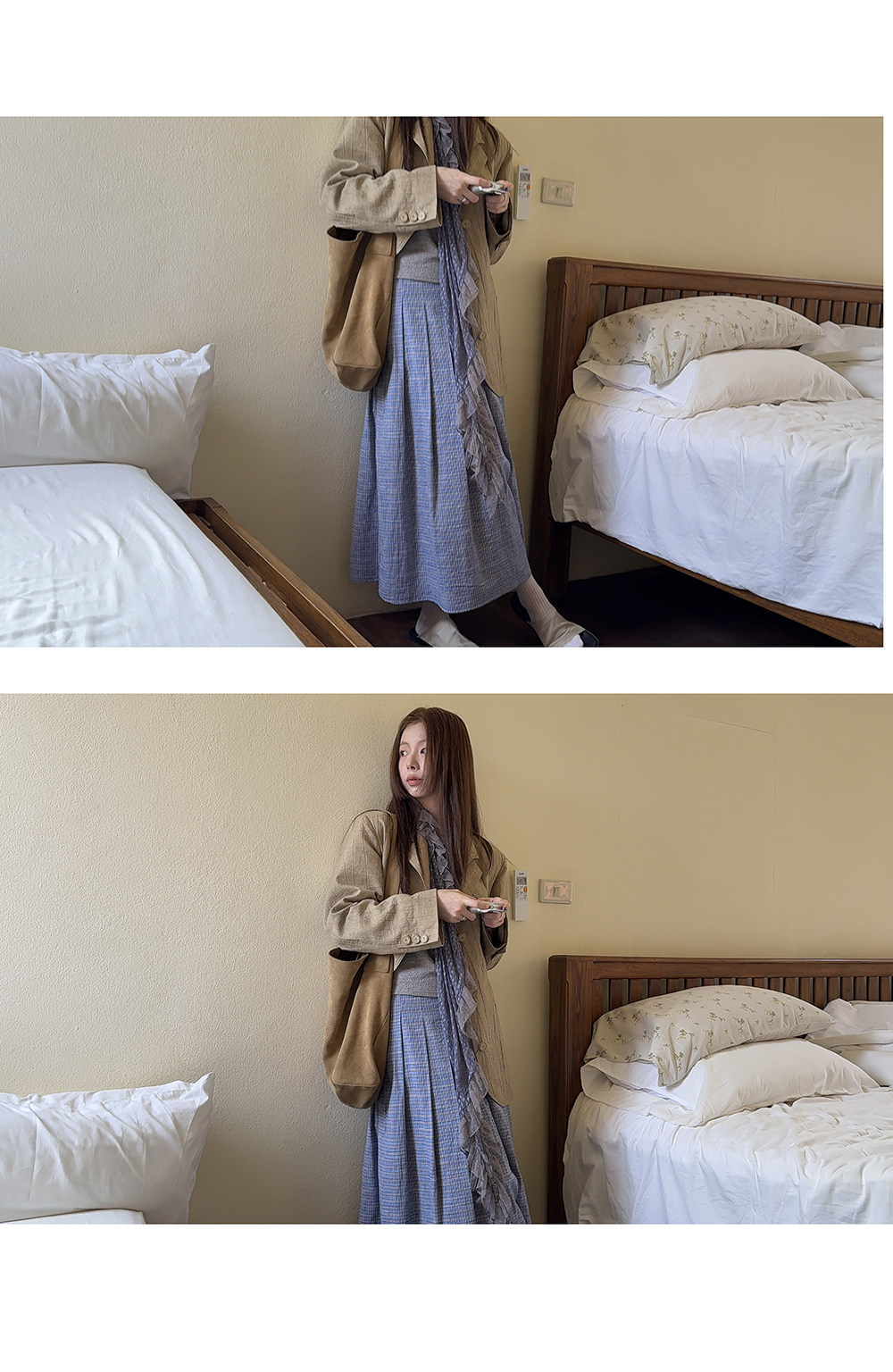 Hellooo Eat свежая сине-фиолетовая клетчатая юбка 2025 ретро плиссированная клетчатая стройнящая длинная юбка