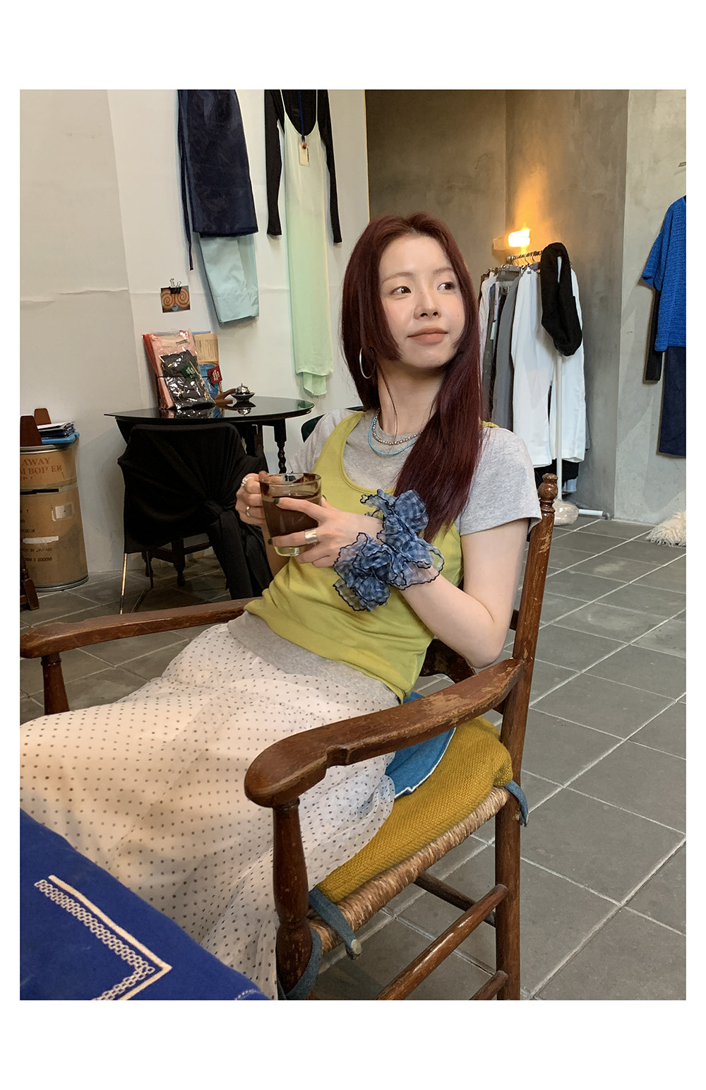 HelloooEat Воздушная освежающая белая юбка в горошек корейского стиля с эластичной талией