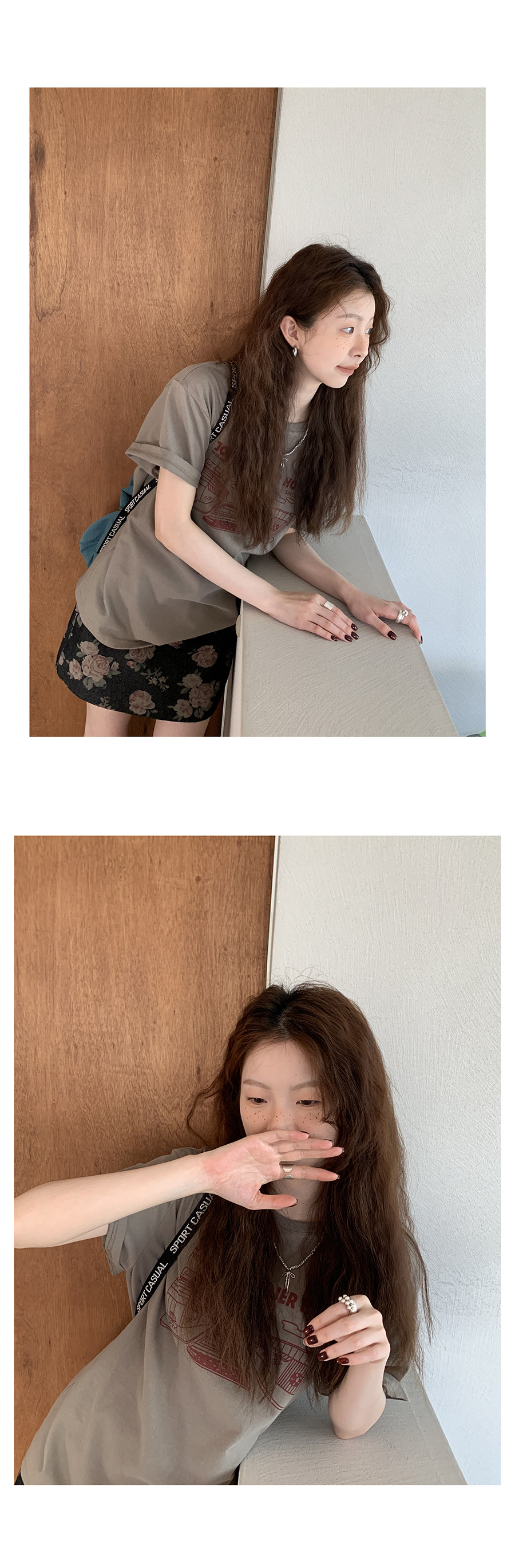 Hellooo Eat корейская футболка с круглым воротом и принтом 2024 летняя хлопковая тонкая модель с короткими рукавами трех цветов