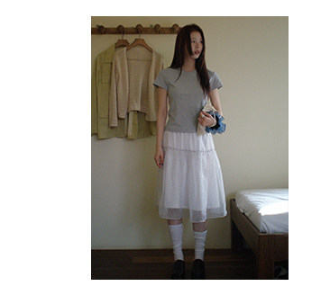 HelloooEat Воздушная освежающая белая юбка в горошек корейского стиля с эластичной талией