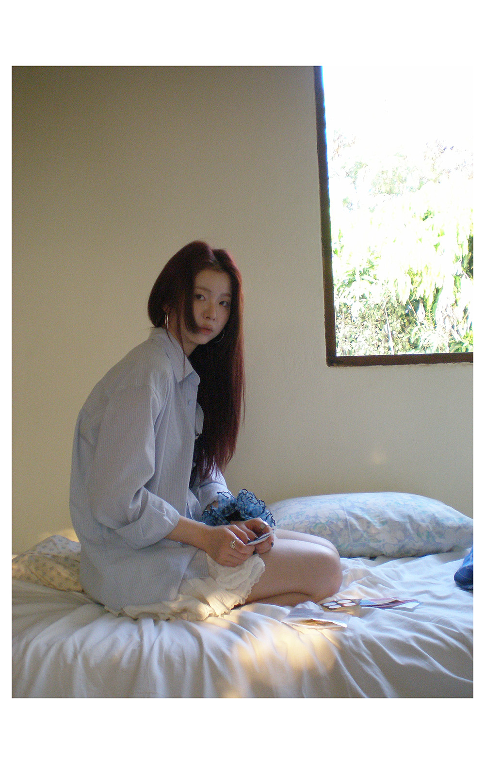 HelloooEat хлопковая легкая светло-голубая полосатая рубашка корейского стиля свободного кроя повседневная однобортная с длинными рукавами женская