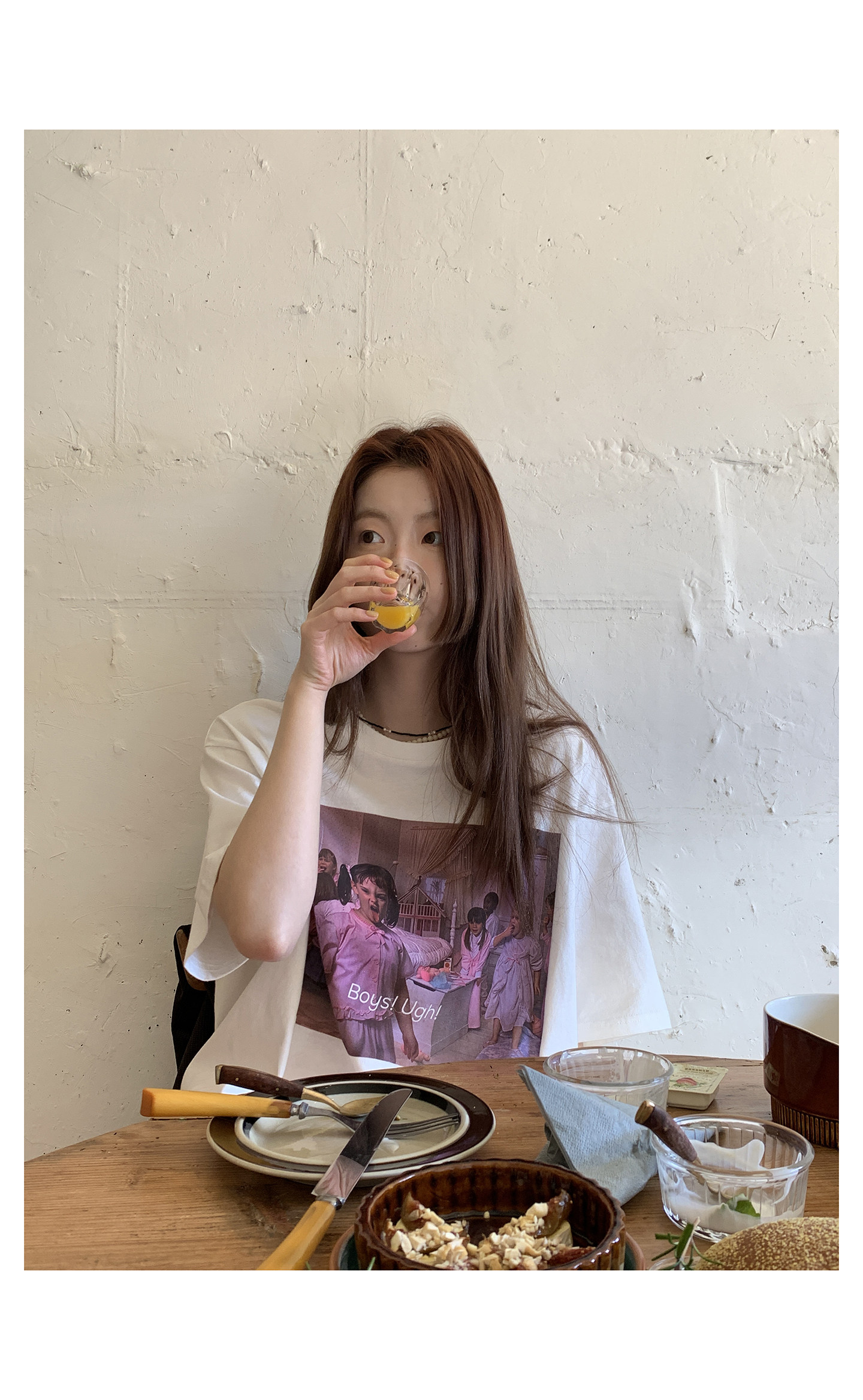 HelloooEat корейская футболка с принтом короткий рукав весенне-летняя круглый вырез повседневная универсальная