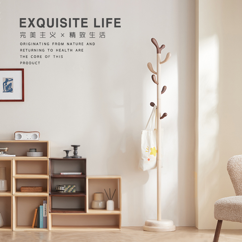 Solid wood cloakhat rack minimalist modern creative home corner clothes rack hanger floor bedroom children hanging hanger