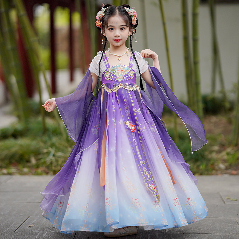 Ancient style super fairy girl Hanfu summer style 2024 new summer national style princess dress children's Mid-Autumn Festival dress summer