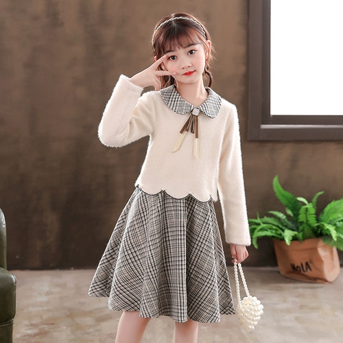 Демисезонное платье, детская юбка, утепленный наряд маленькой принцессы, коллекция 2021, детская одежда