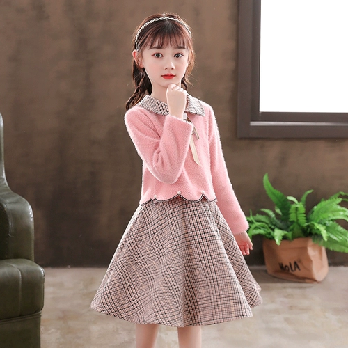 Демисезонное платье, детская юбка, утепленный наряд маленькой принцессы, коллекция 2021, детская одежда