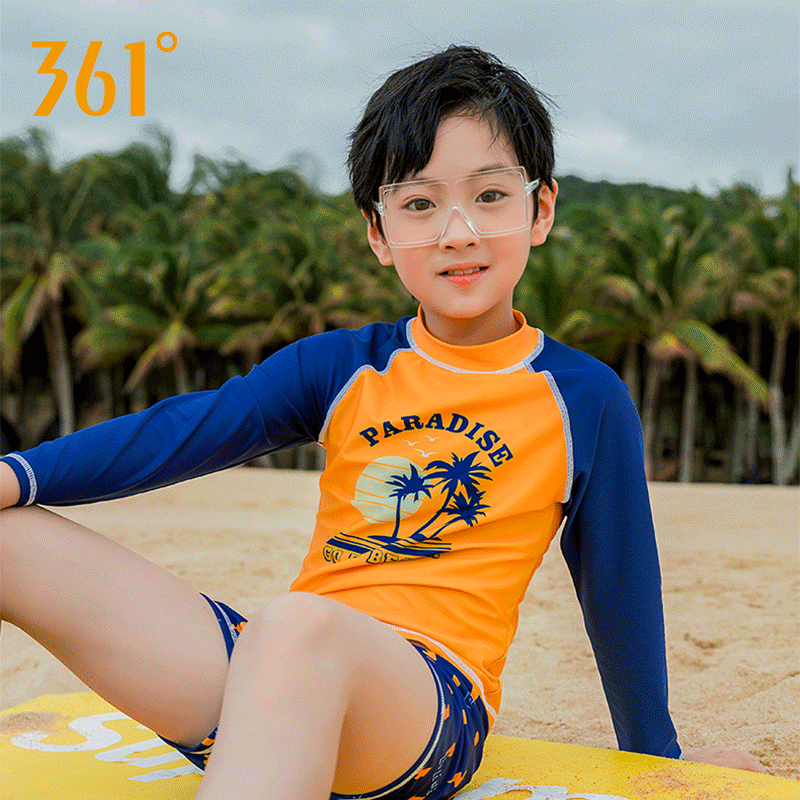 361 degree children's two - piece swimsuit boys in the children's teen 2021 new long - sleeved sun - protection suit