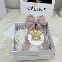 Dijia ribbon bow five-pointed lucky star jewelry car rearview mirror car hanging aromatherapy diffuser stone
