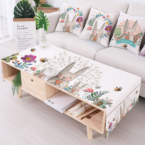 Coffee table tablecloth household living room cotton linen fabric rectangular hipster waterproof and anti-scalding modern simple coffee table cover