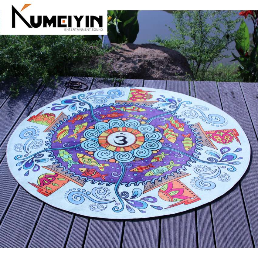 Round yoga mat playing cussion printed meditation mat