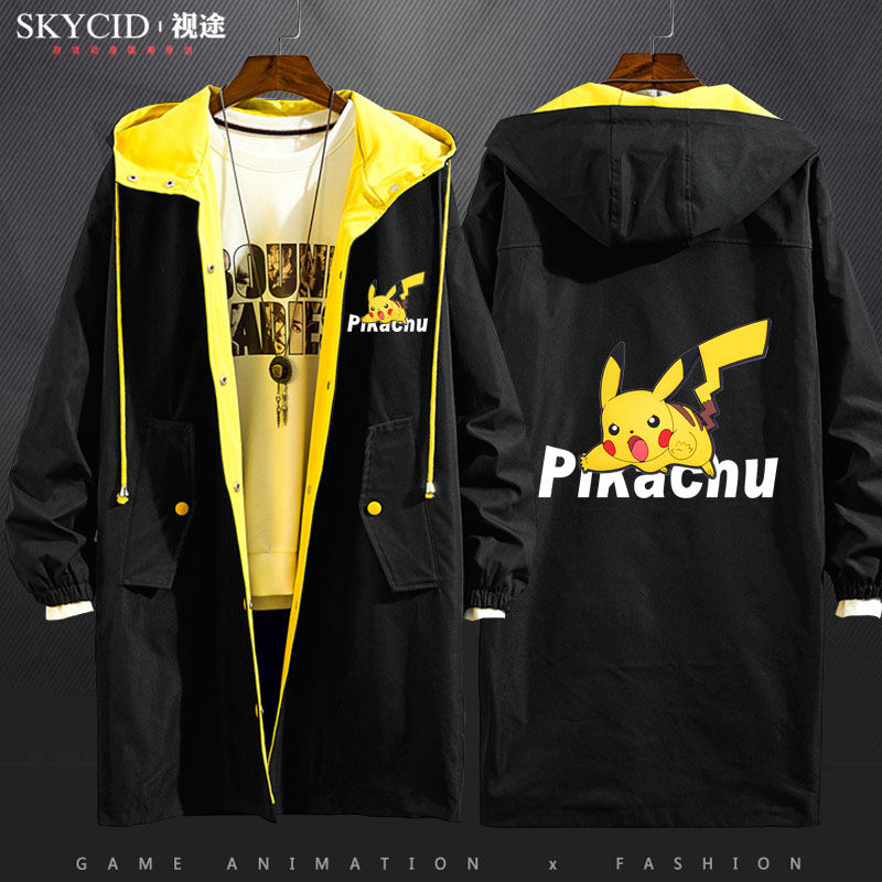 New anime Pikachu Japanese two-dimensional surrounding men and women couples windbreaker jacket jacket jacket clothing long model