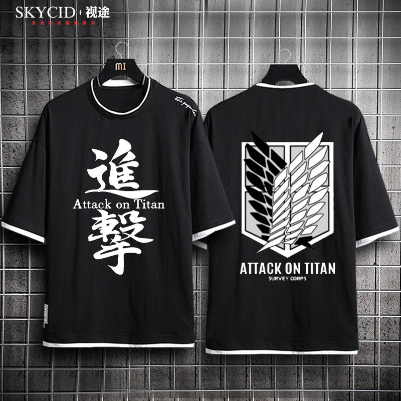 Attack on Titan anime peripheral short-sleeved t-shirt male and female students summer cotton two-dimensional half-sleeved clothes jl
