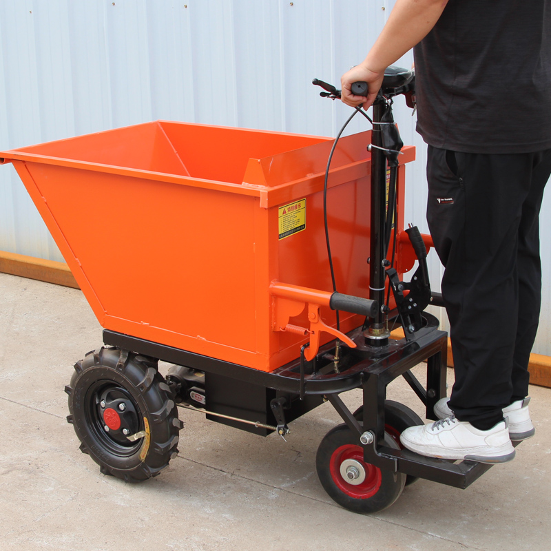 Construction site electric trolley gray bucket truck handling tricycle pulling brick tool cart trolley dump truck agricultural use