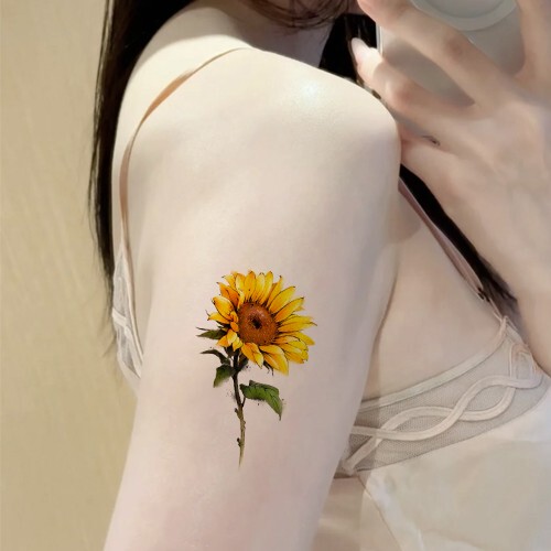 New Summer Sunflower Temporary Tattoo, Fresh and Artistic Style, Sunflower Scar Cover, Washable and Realistic