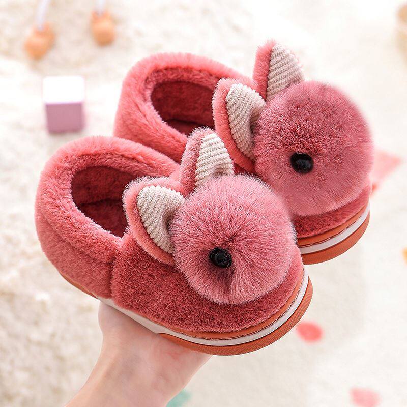 Cotton Slippers Children Boy Furniture Plush Interior Toddler Hair Slippers Baby Girl Cotton Shoes Women Bao Bag Heel Cute