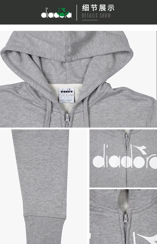 Diadora Diadora áo len thể thao trùm đầu nam chính thức HOODIE FZ 5PALLE - Thể thao lông cừu / jumper đồ thu đông