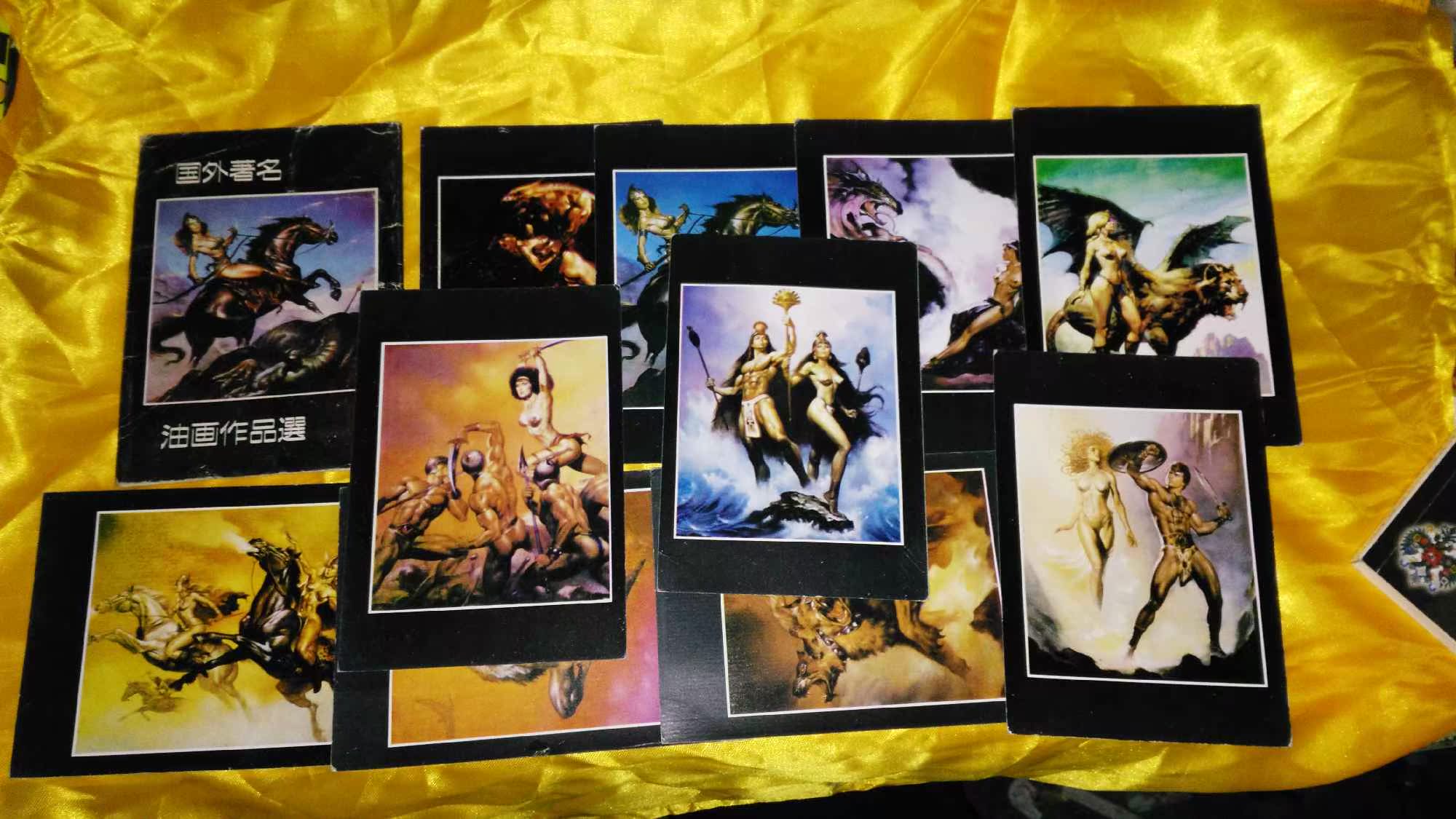 Oil painting for a selection of postcards 10 All old paper products Collection of nostalgic interest hobby props