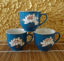Hand painted old mug Three combined sales of the Republic to the founding Blue Porcelain Sketching Coffee Cup Coffee Cup Water Cup Whole Pint Physical Photos