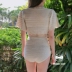 18 mùa hè mới phong cách bikini nửa tay áo openwork ren băng Slim eo cao tam giác chia áo tắm nữ - Bikinis