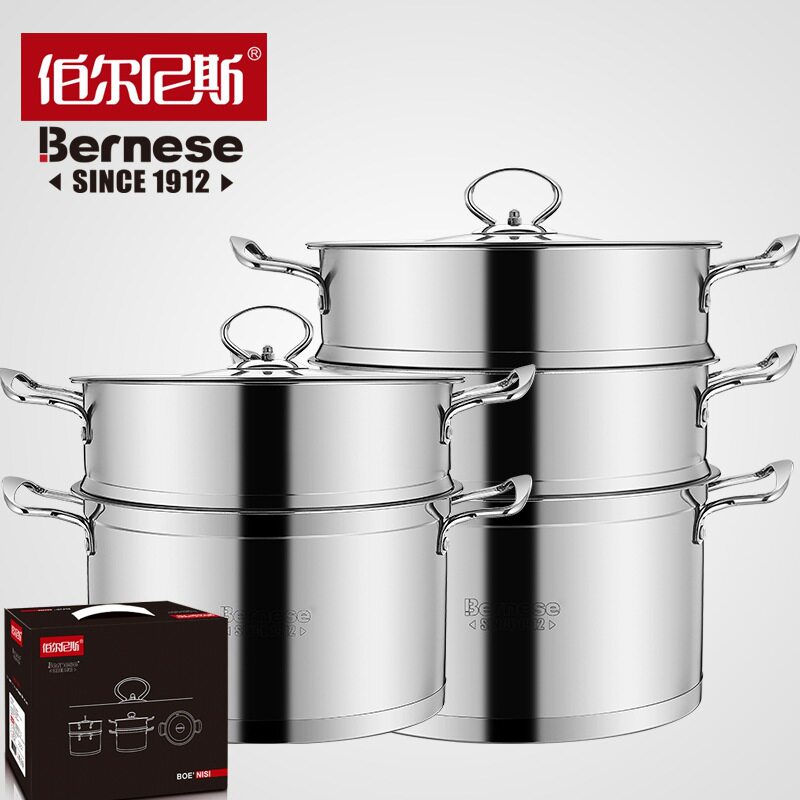 Batch ~ Fat Bern Ssteamer stainless steel composite bottom two steam boiler Gas multilayer three-layer induction cookers universal pan