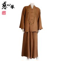 Compassion edge seng fu men j&shomes fu four seasons short sleeve spring and autumn summer duan gua Buddhist supplies frock linen cotton 6890