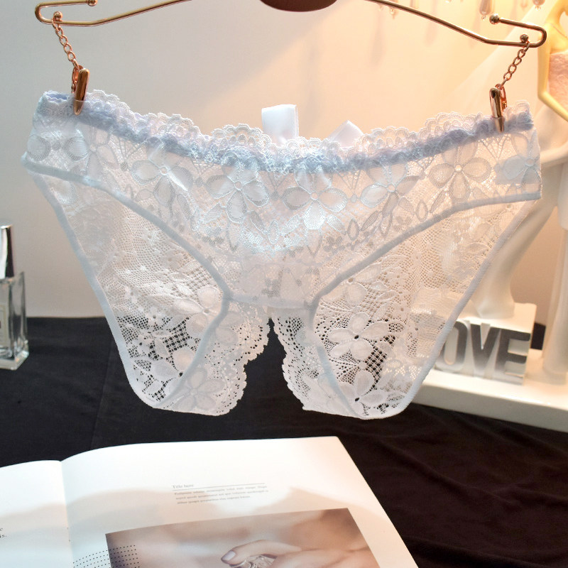 Open stall underwear women free from temptation open crotch transparent hot split lace sexy ultra-thin large size sentiment thong