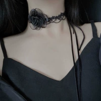 Ожерелье, чокер, черный сексуальный горный чай, цепочка до ключиц, изысканный стиль, легкий роскошный стиль
