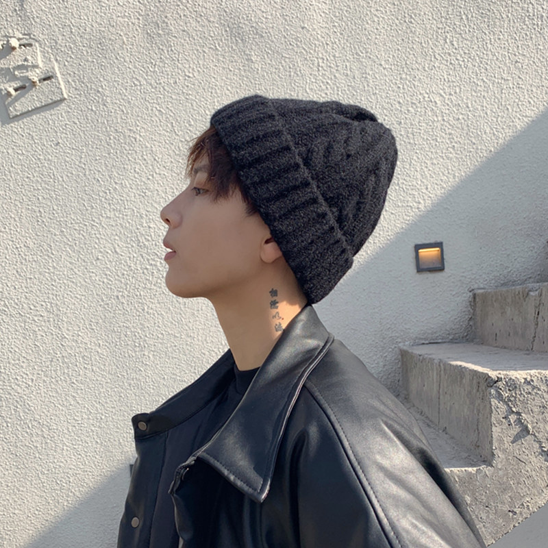 Cold hat male winter tide Korean version of youth fashion figure eight beanie hat male knit hat autumn and winter warm head hat
