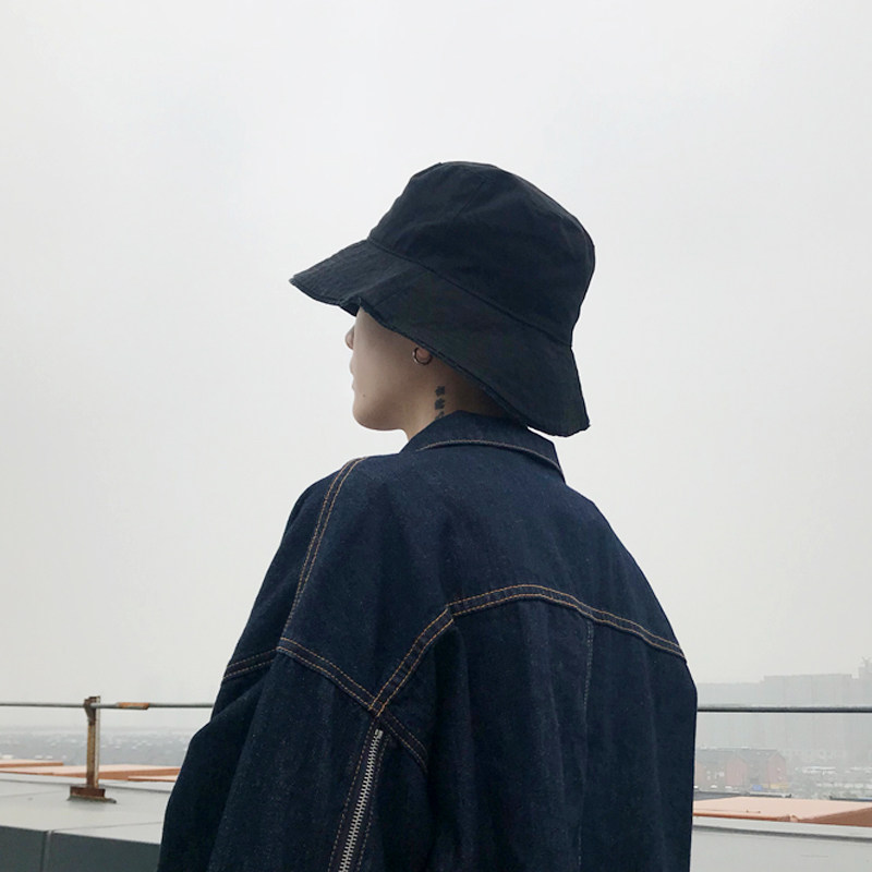 Fisherman's hat men's summer tide brand hip-hop wild Korean version of the sun hat solid color grinding edge big brim summer fisherman hat men