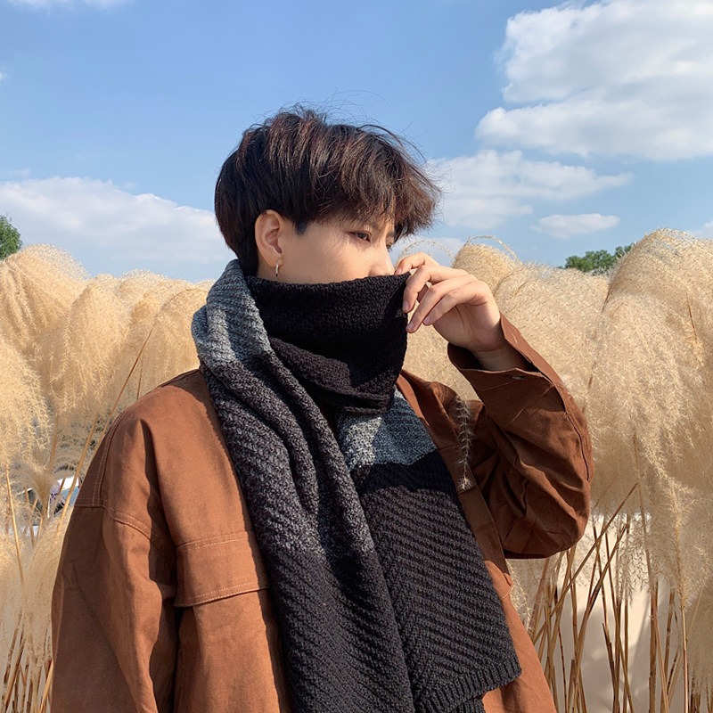 Han Winter Casual Hundry Colored Student Men thicken warm autumn and winter knitting around the neck