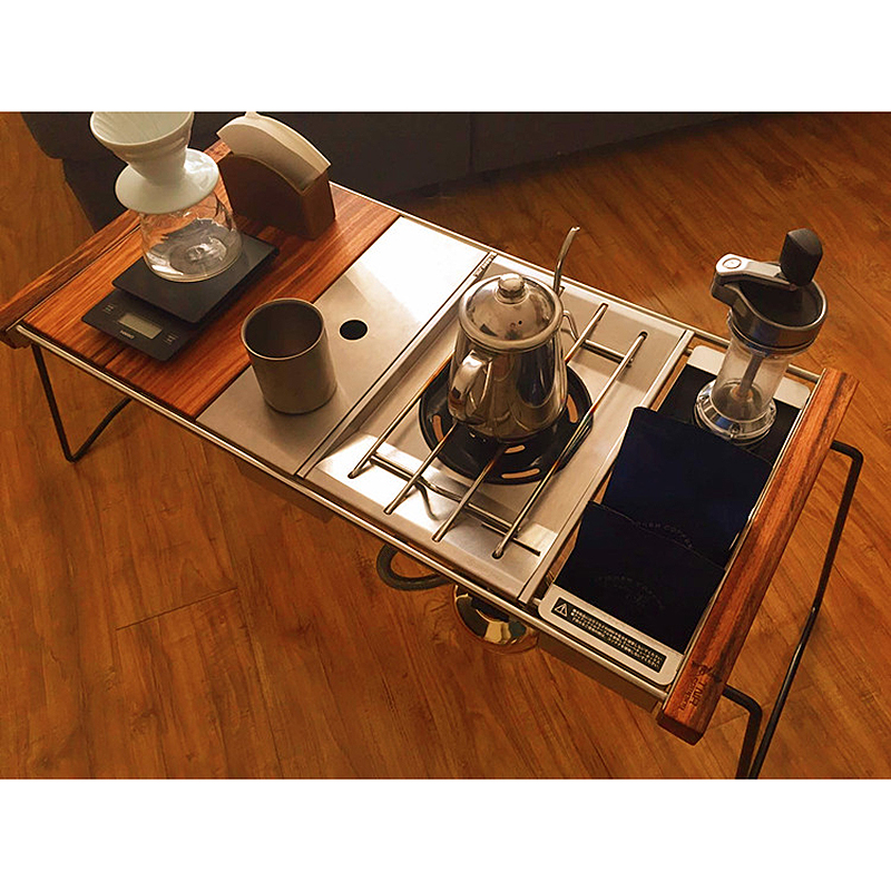 TNR Retro Iron folded solid wooden table outdoor camping car on IGT multi-functional black walnut table dining table