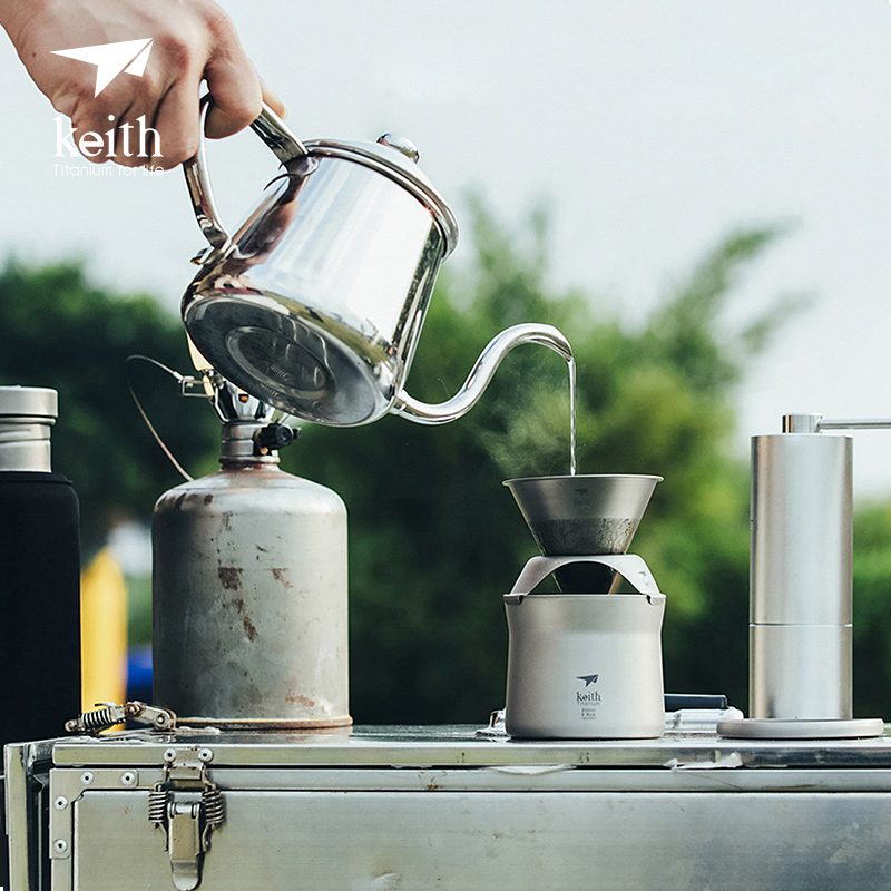Keith Outdoor Titanium Coffee Cup Tea Cup Leakage Filter Man Coffee Pot Multi-function Filter