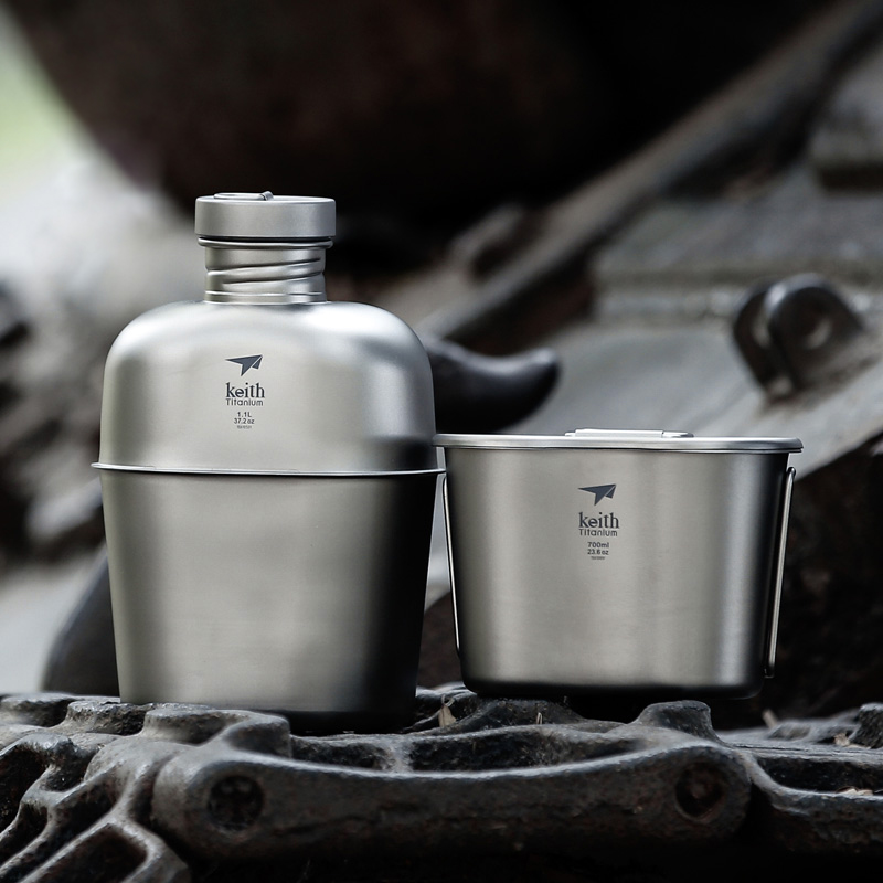 Keith armor outdoor camping retro vintage pure titanium kettle can boil water, large capacity, light dual-purpose lunch box