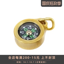 Brass mini compass outdoor finger needle portable camping compass portable retro pendant neck chain