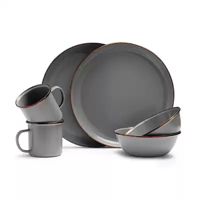 American BEIBANG BAREBONES Nordic STYLE RETRO OUTDOOR CAMPING ENAMEL TABLEWARE DINNER PLATE WATER CUP RICE BOWL SET