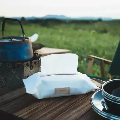 Reforged outdoor camping retro canvas tissue storage bag car-mounted fabric sanitary paper box handmade leather