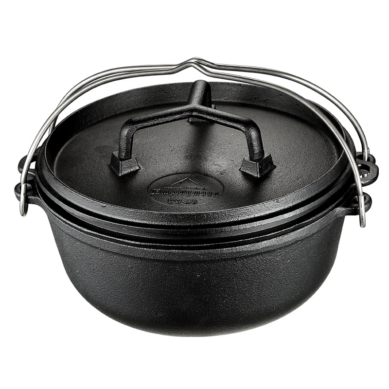 CAMPINGMOON Coman outdoor camping cast iron stewed Dutch pot Japanese-style frying pan three pieces of cast iron roasting pot