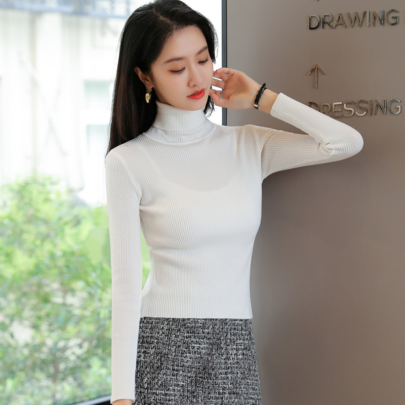 White High Neckline Knit Undershirt Woman Spring Dress 2022 New Nehitch Body Slim Fit Slim Fit Slim sweater