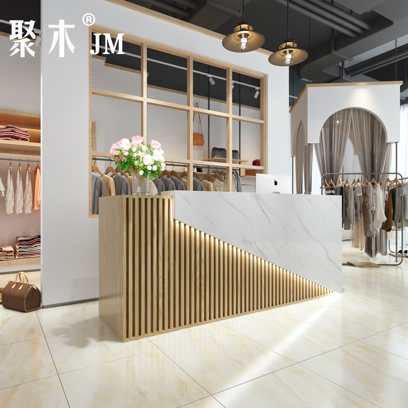 Clothing Shop Small Cashier Counter Counter Counterfeign Large Hairdresstop Table Milk Tea Shop Beauty Salon With Lamp Front Desk Reception Desk