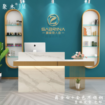  Nordic cashier shop Small clothing store Bar counter Imitation marble beauty salon Company front desk reception desk