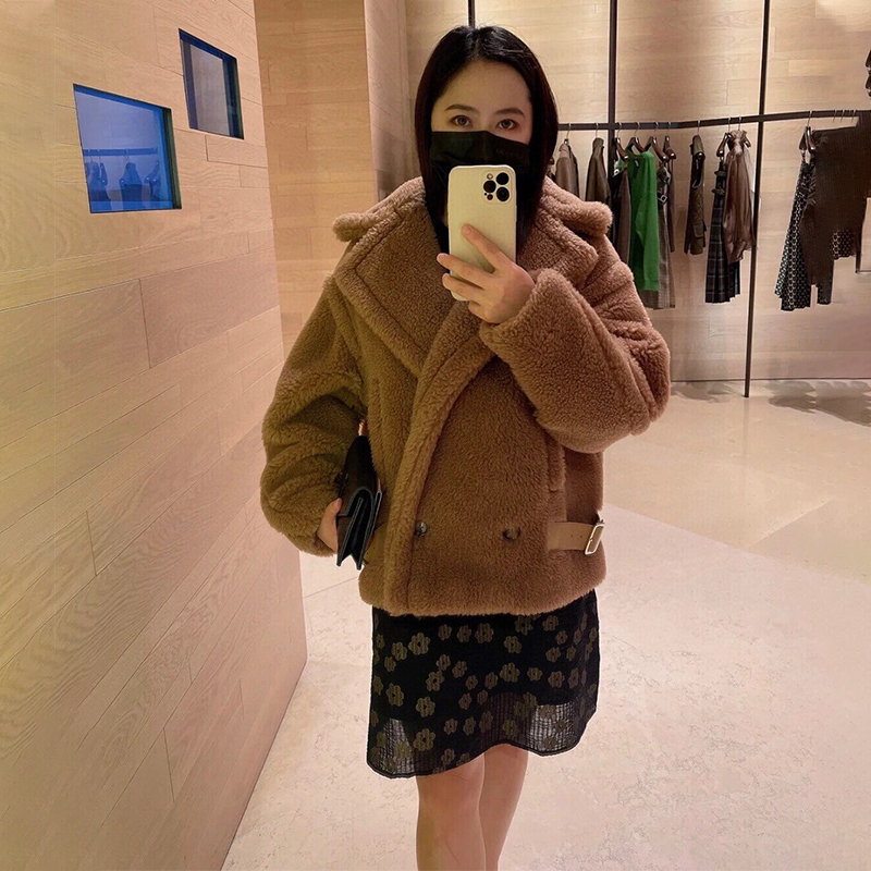 2024 Winter New 1951 Commemorative Edition Teddy Bear Camel Hair Coat Women's Short Fur Jacket Motorcycle Jacket Women's Outerwear
