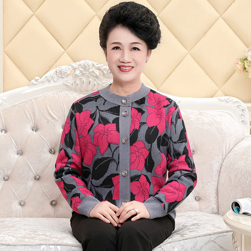 Trung niên lót già cardigan ấm đơn mảnh áo khoác nữ cộng với nhung dày ông già Cardy mùa đông kích thước lớn trên áo mùa thu.