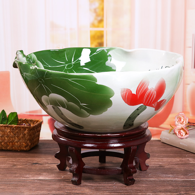 Jingdezhen creative ceramic fish tank water lily pot extra large fish tank turtle tank home lotus pot lucky ornaments